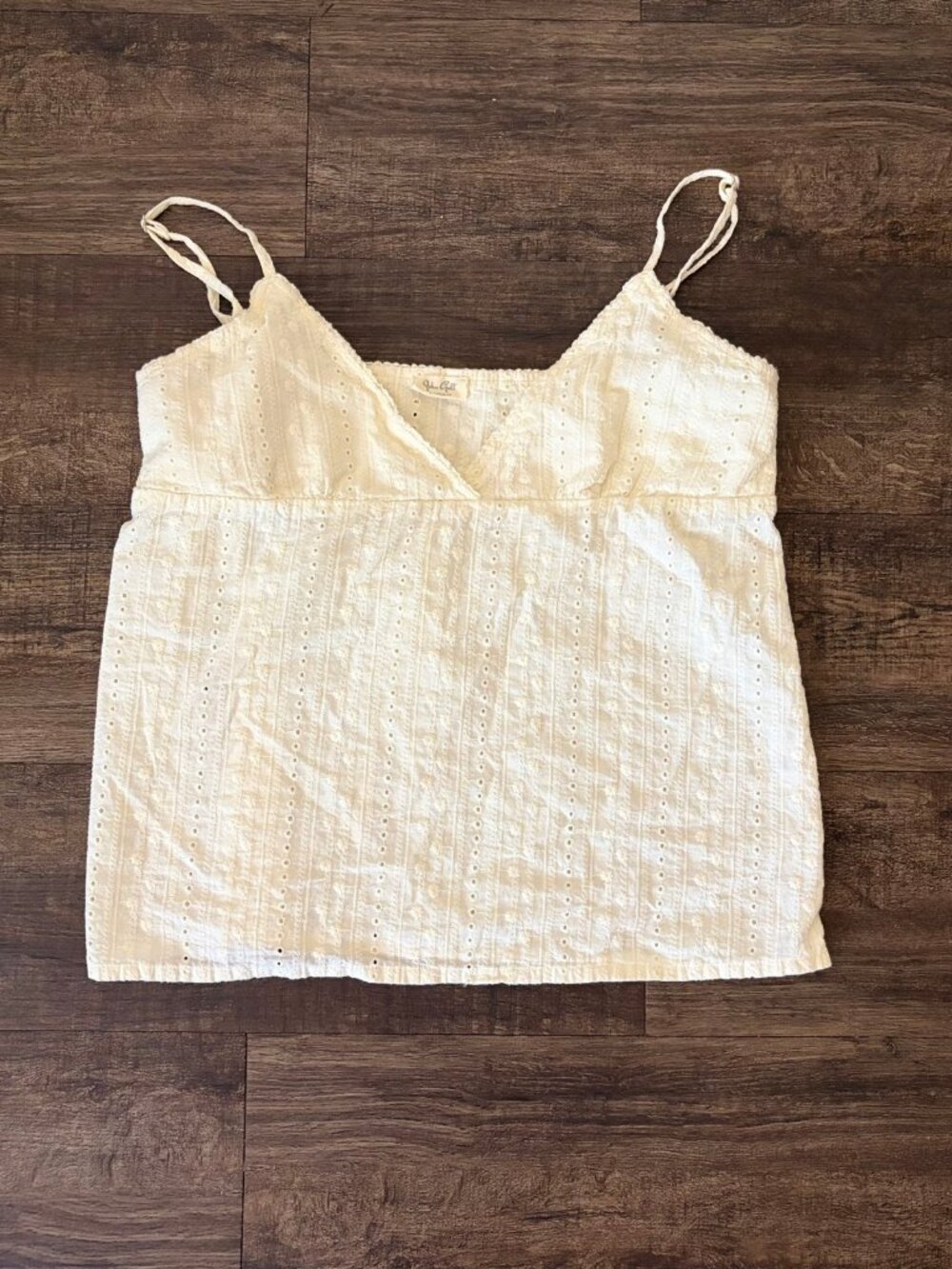 Brandy Melville John Galt Yellow Eyelet Babydoll Cami Tank Top
